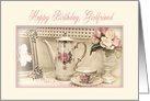 BIRTHDAY, Girlfriend, Dreamy and Feminine Vintage Tea Set with Pink card
