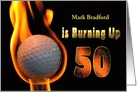 50th Birthday Party Invitation - Burning Golf Ball card