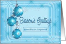 Blue Commercial Christmas Greetings - Christmas Hanging Balls card