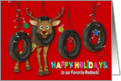 Happy Holidays - Favorite Red Neck Friend - Deer - Lights -Tires card