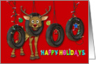 Happy Holidays - Business -Automotive - Deer - Lights - Tires card