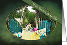 Birthday, Secret Pal, Beautiful Tea Setting in Garden with Trellis card