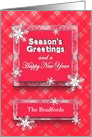 Season’s Greetings and Happy New Year - Pink/Red - Name card