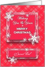 Christmas/SECRET PAL - Pink/red plaid/Snow/Name card