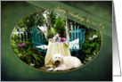 Birthday - secret pal - Cottage Garden - pet/dog Tea For Two - Trellis card