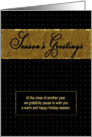 Season’s Greetings - Commercial/Company Holiday Card - Black/Gold card