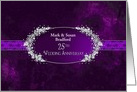 25th Wedding Anniversary Invitation, Elegant, Faux Jewels - Purple card
