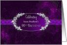 90th Birthday Invitation, Name Insert Purple with Faux Diamond Effects card