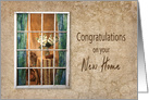 Congratulations on New Home, View Trhough Old Weathered Window card