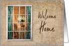 Welcome Home, View Through Old Weathered Window into Home card