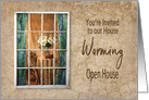 Housewarming Open House Invittion, View Through Old Weathered Window card