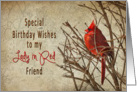 Birthday - Lad in Red - Red Cardinal - Branch - Textures card