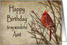 Birthday - Aunt - Red Cardinal - Branch - Textures card