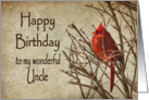 Birthday - Uncle - Red Cardinal - Branch - Textures card