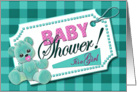 Baby Shower - Baby Girl - Teal/Pink - Teddy Bear card