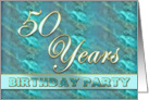 Birthday Party Invitation - 50 Years - Teal/Gold/Marble Design card