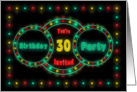 Birthday Party Invitation -30th- NEON LIGHTS - Billboard card