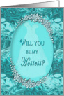 Bridal Attendant Invitation - Hostess- Blue Ice Gems Faux card
