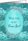 Bridal Attendant Invitation - Flower Girl - Blue Ice Gems Faux card