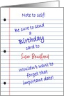 HAPPY BIRTHDAY - NOTE TO SELF - Humor -Personalize Name card