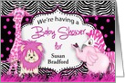 Baby Shower Invitaton - Pink Baby Animals - Name Personalized card