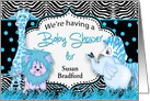 Baby Shower Invitaton - Blue Baby Animals - Name Personalized card