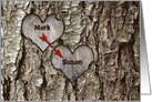 I LOVE YOU - TREE BARK - CARVING HEART - INSERT YOUR NAMES card