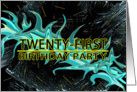 21ST BIRTHDAY PARTY INVITATION - BLACK/TEAL/YELLOW ABSTRACT card