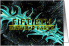 50th BIRTHDAY PARTY INVITATION - BLACK/TEAL/YELLOW ABSTRACT card