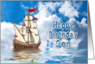 BIRTHDAY - SON - Ship on Water card