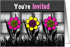 YOU’RE INVITED - INVITATION - Black/White - Vivid Color Flowers card