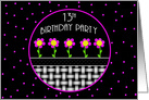 13th Birthday Party Invitation , Pink Flowers and Polka Dots card