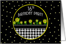 16th Birthday Party Invitation, Yellow Flowers and Polka Dots card