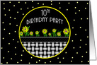 10th Birthday Party Invitation, Yellow Daisies with Yellow Polka Dots card