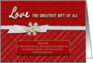 Christian Christmas Greeting -Red/Plaid - Love - Snowflake card