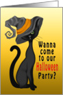 Halloween Party Invitation - Kids - Black Cat card