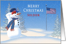 Christmas, Patriotic, Soldier, Snowman Saluting Flag in Stonestorm card