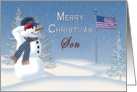 Christmas - Son - Snowman - Patriotic card