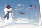 Christmas - Niece- Snowman - Patriotic card