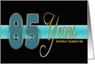 85th Birthday Party Invitation - Gold/Black/Aqua Blue card