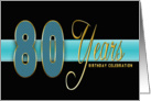 80th Birthday Party Invitation - Gold/Black/Aqua Blue card