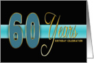 60th Birthday Party Invitation - Gold/Black/Aqua Blue card