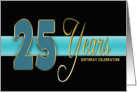 25th Birthday Party Invitation - Gold/Black/Aqua Blue card