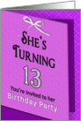 13th Birthday Party Invitation - Fuschia/Black/Card card