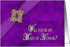 Bridal Party Invitation (Maid of Honor) Fancy Purple Faux Gems card