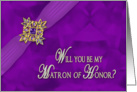 Bridal Party Invitation (Matron of Honor) Fancy Purple Faux Gems card