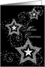 Merry Christmas - Black/Silver/Sparkly Stars card