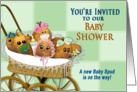 BABY SHOWER - Invitation - Potatoes/Onion - BABIES IN CARRIAGE card