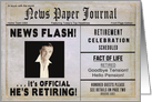 RETIREMENT - MALE - NEWS PAPER -Photo Insert card