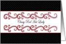 Classy Red Hat Lady - Blank Card - Fancy Swirl Pattern card